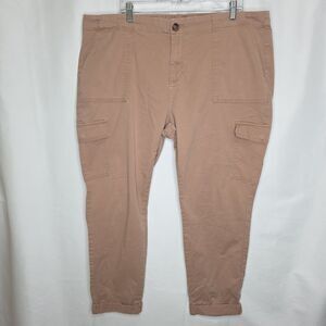 Liz Claiborne Womens Cargo Utility  Ankle Pants 18W Pink Pockets Cotton Spandex